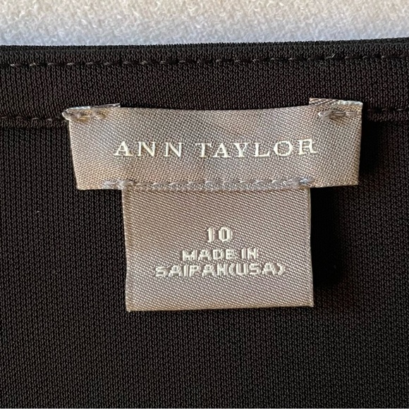 Ann Taylor Wrap Dress Womens 10 Black Classic Slinky Classy 3/4 Sleeve Corporate - Picture 9 of 13